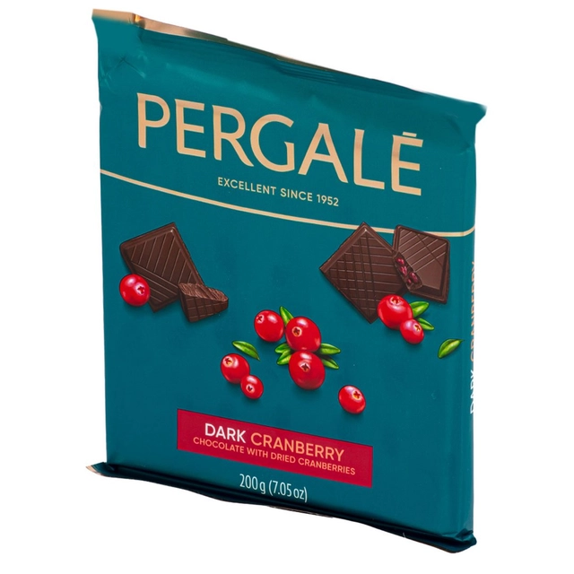 Dark chocolate with cranberry pieces PERGALĖ, 200 g