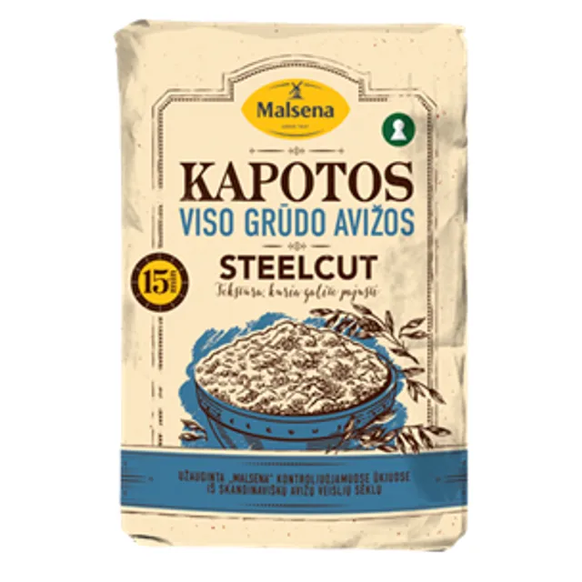 Viso grūdo kapotos avižos MALSENA STEELCUT, 1,2 kg