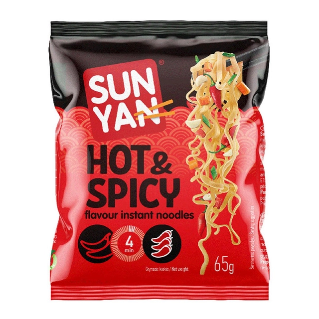 Быстро готовящиеся макароны с острым вкусом SUN YAN, 65 г