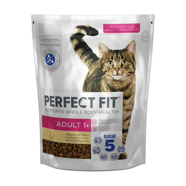 Food for adult cats, enriched with chicken PERFECT FIT, 750 g