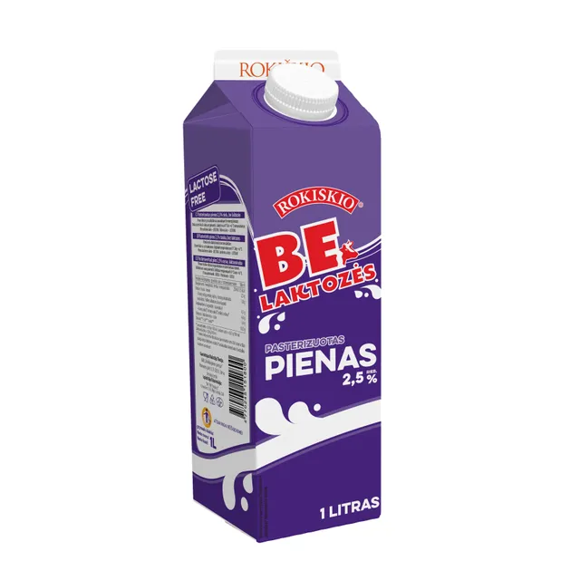 Pienas be laktozės ROKIŠKIO, 2,5% rieb., 1 l