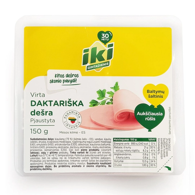 IKI вареная дактариška колбаса, а.р., 150 г