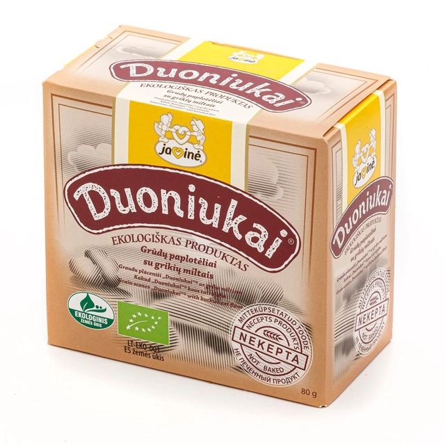 Organic grain crackers with buckwheat flour DUONIUKAI, 80 g