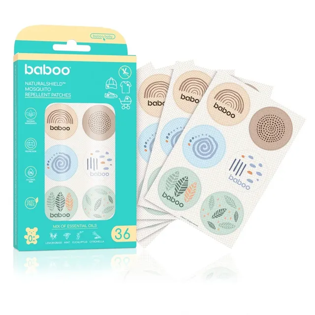 Lipdukai nuo uodų BABOO NATURALSHIELD, 36 vnt.