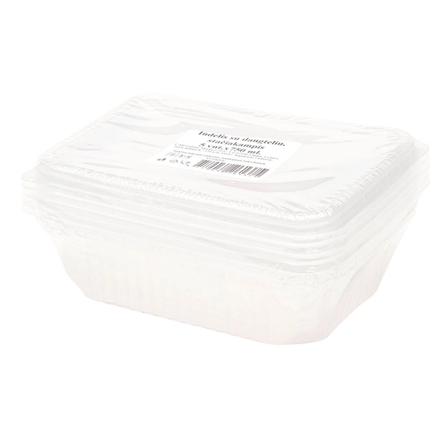 Stačiakampis indelis su dangteliu 750 ml, 5 vnt.