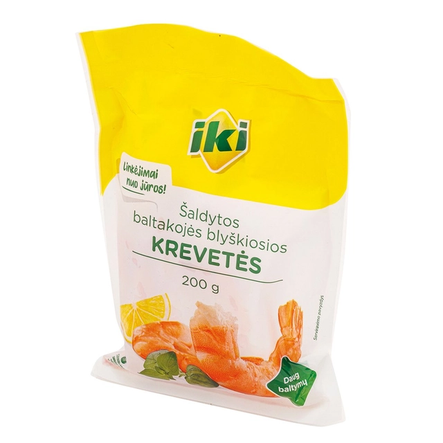 Šaldytos baltakojės blyškiosios krevetės IKI, 200 g