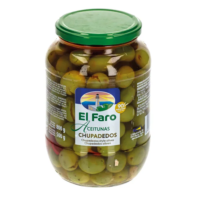 Green olives Chupadedos EL FARO, 850 ml