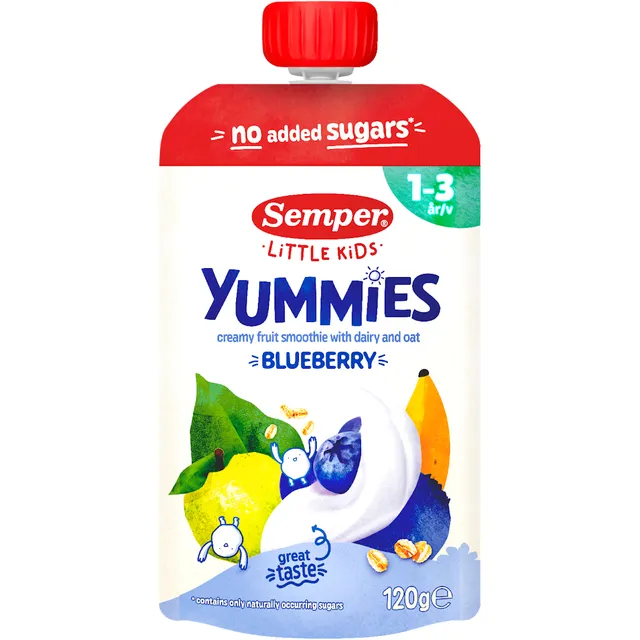 Пюре с черникой YUMMIES, 12 месяцев – SEMPER, 120 г