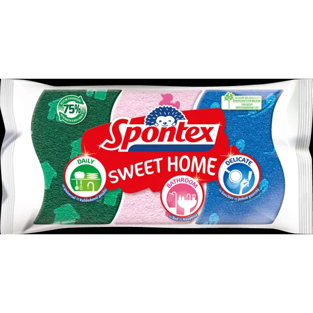 Набор целлюлозных губок SPONTEX SWEET HOME, 3 шт.