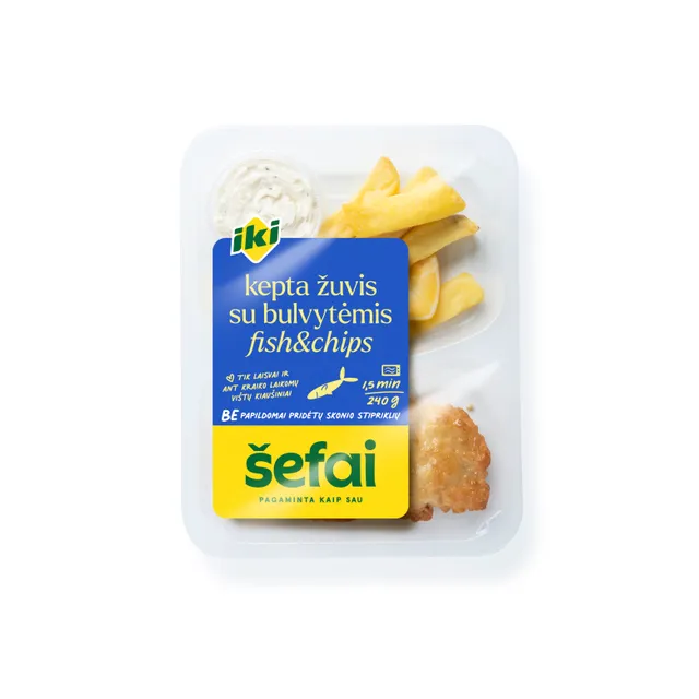 Kepta žuvis su bulvytėmis FISH&CHIPS IKI ŠEFAI, 240 g