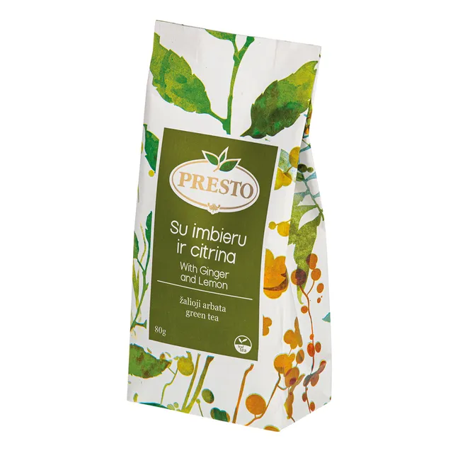 Žalioji arbata (imbierų ir citrinų skonio) PRESTO, 80 g
