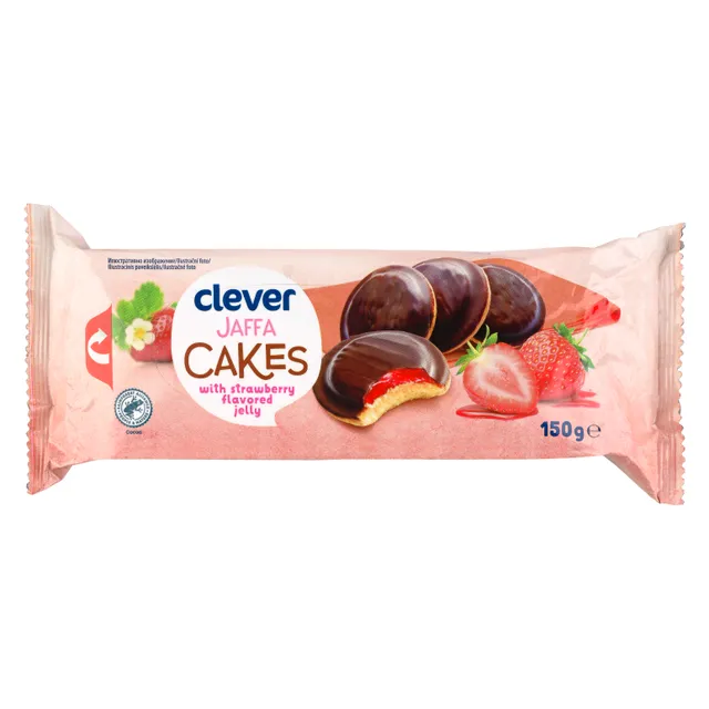 Biscuit cookies with strawberry flavor jelly and chocolate
