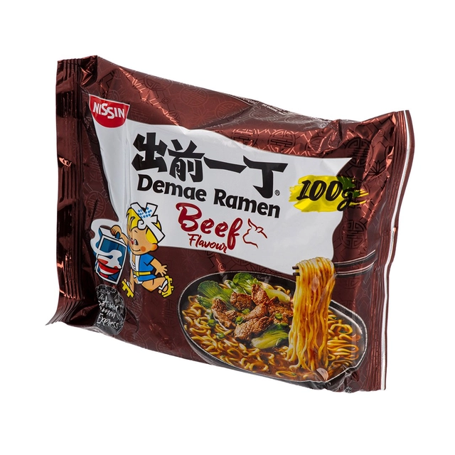 Быстро готовящиеся лапша со вкусом говядины NISSIN DEMAE RAMEN, 100 г