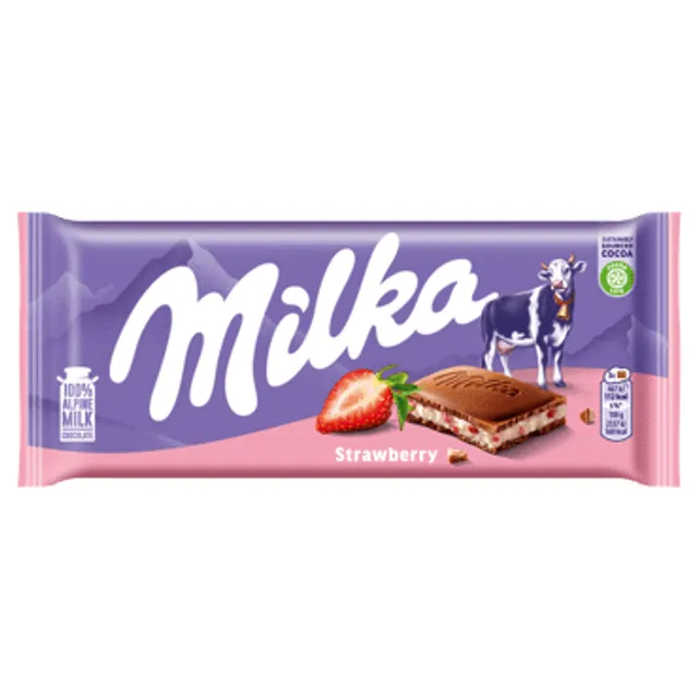 Chocolate MILKA STRAWBERRY, 100 g