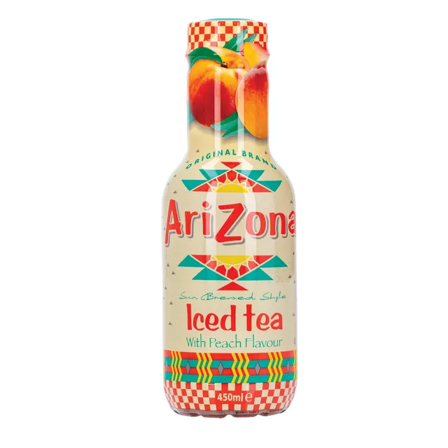 Iced tea drink with peach flavor ARIZONA, 450 ml