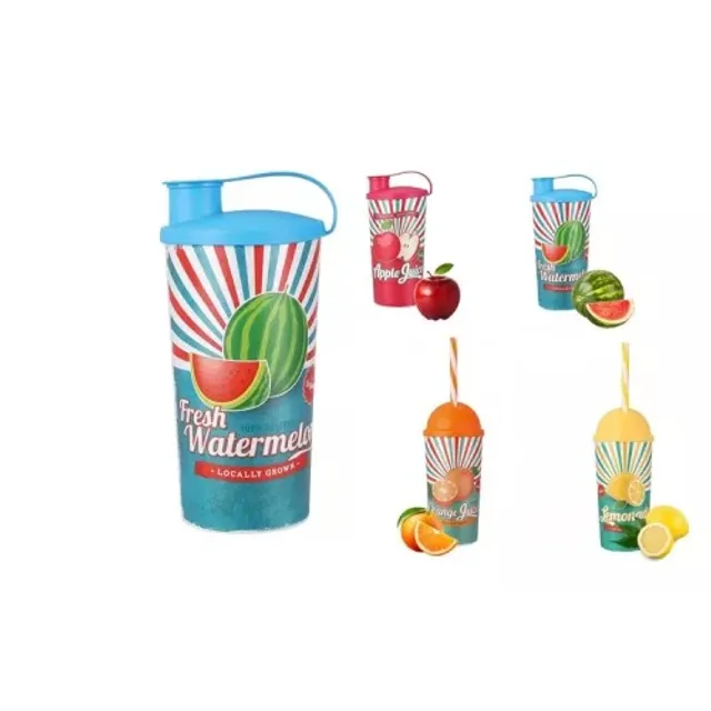 Gertuvė su dangteliu ir šiaudeliu, 470 ml