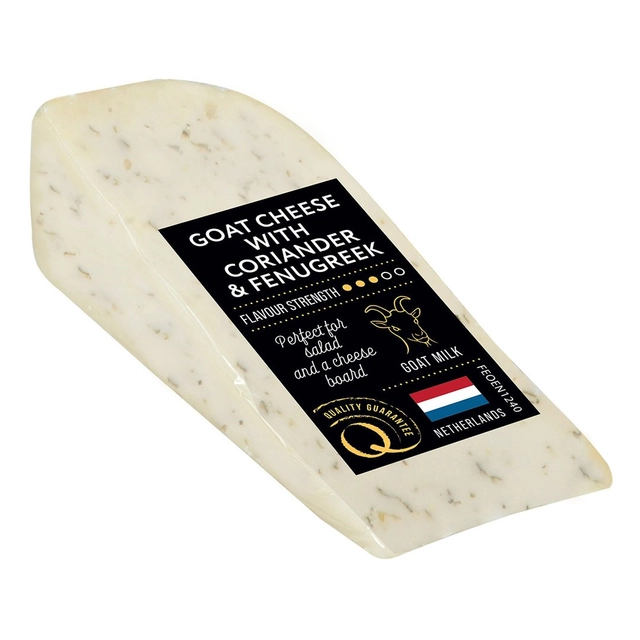 Puskietis fermentinis ožkų pieno sūris su kalendromis ir ožragėmis DELI Q, 50% rieb., 130 g