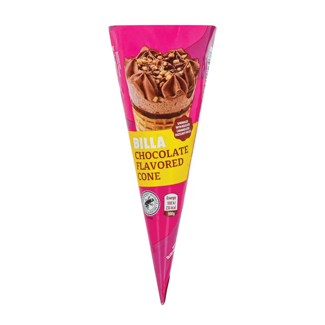 Chocolate flavored cone ice cream BILLA, 120 ml