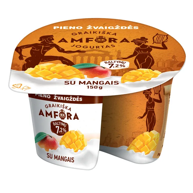 Jogurtas GRAIKIŠKA AMFORA 3,1% riebumo su mangais, 150 g