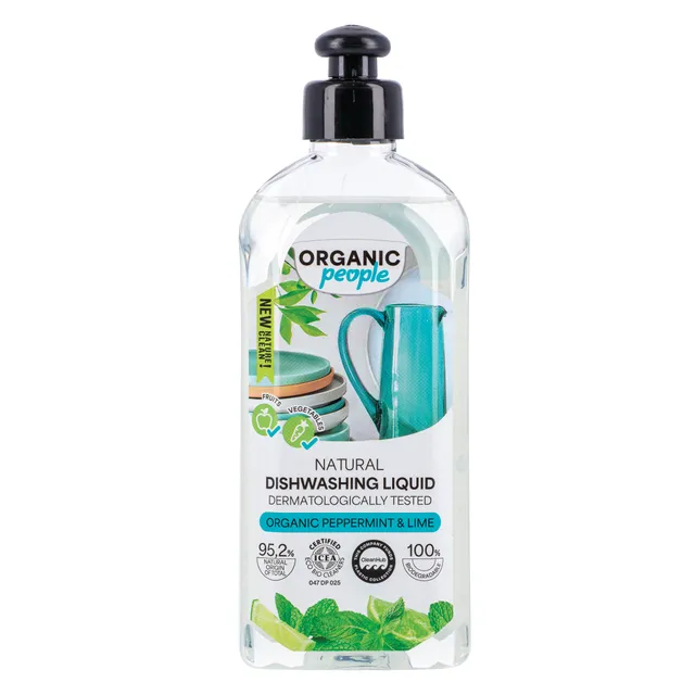 Ekologiškas indų ploviklis žaliosios citrinos ir pipirmetės kvapo ORGANIC PEOPLE, 350 ml