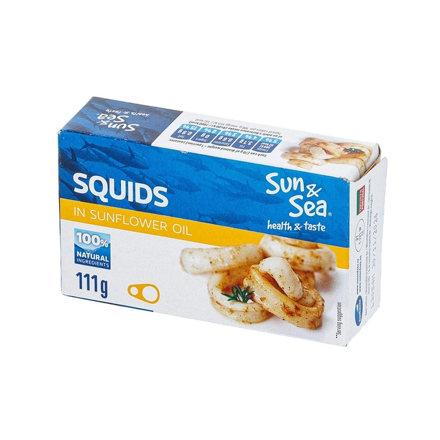 Кальмары в растительном масле SUN&SEA, 110 г