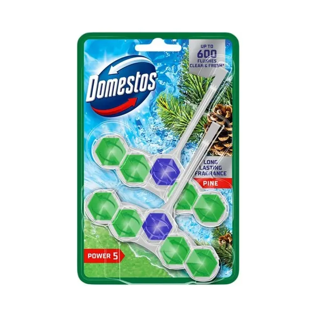 Tualeto valiklis-gaiviklis DOMESTOS POWER 5 PINE, 2 x 50 g