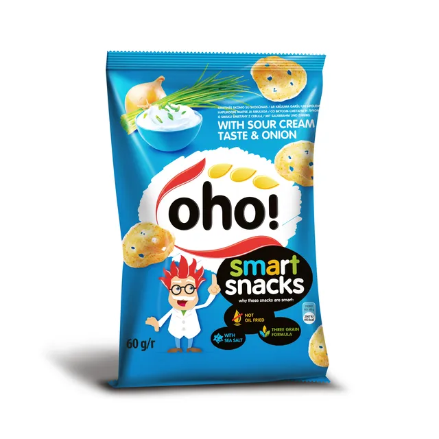 Bulvių traškučiai su grietine ir svogūnais OHO!, 60 g