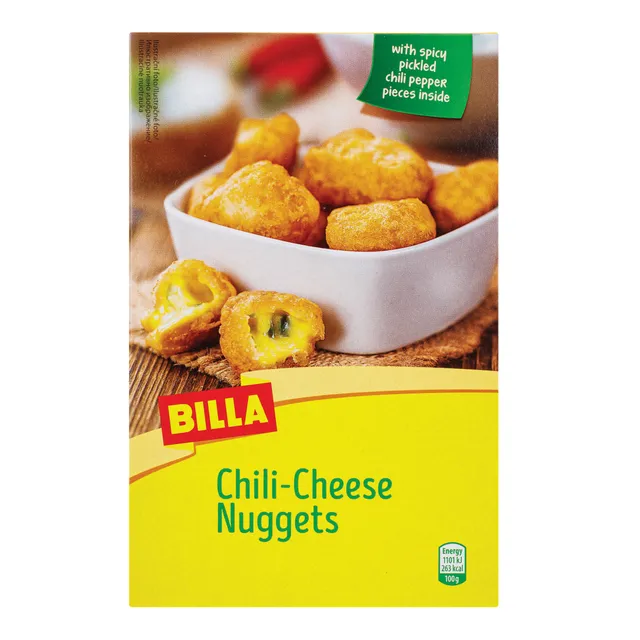 Frozen cheddar cheese snack with jalapeño pepper filling BILLA, 250 g