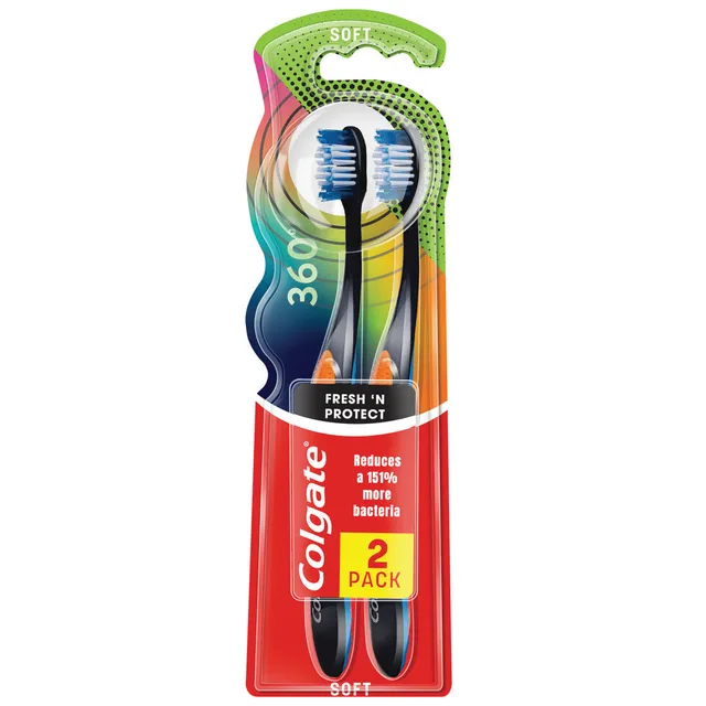 Dantų šepetėliai COLGATE 360 FRESH'N PROTECT 1+1