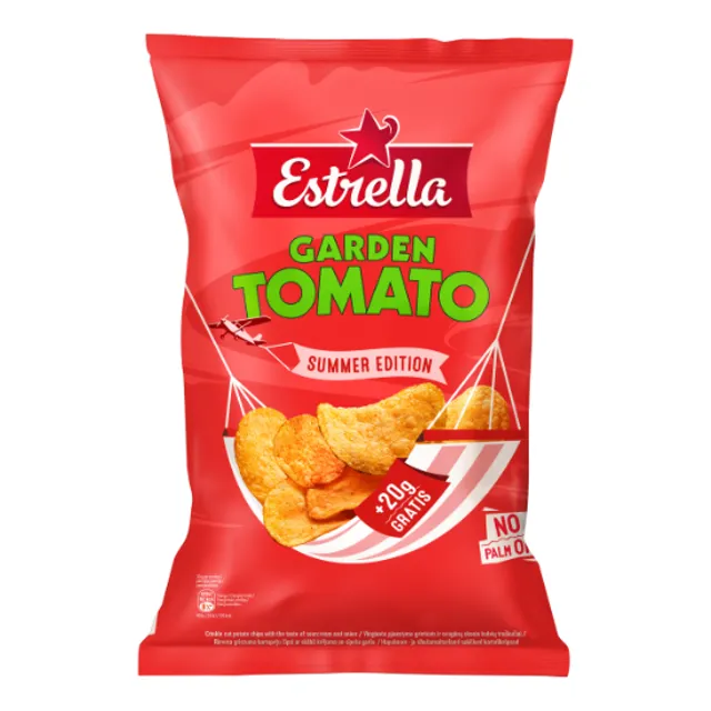 Lygaus pjaustymo pomidorų skonio bulvių traškučiai ESTRELLA, 200 g