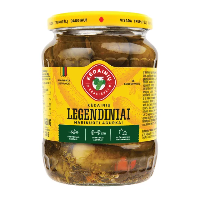 Marinuoti agurkai LEGENDINIAI KĖDAINIŲ, 660 ml (330 g)