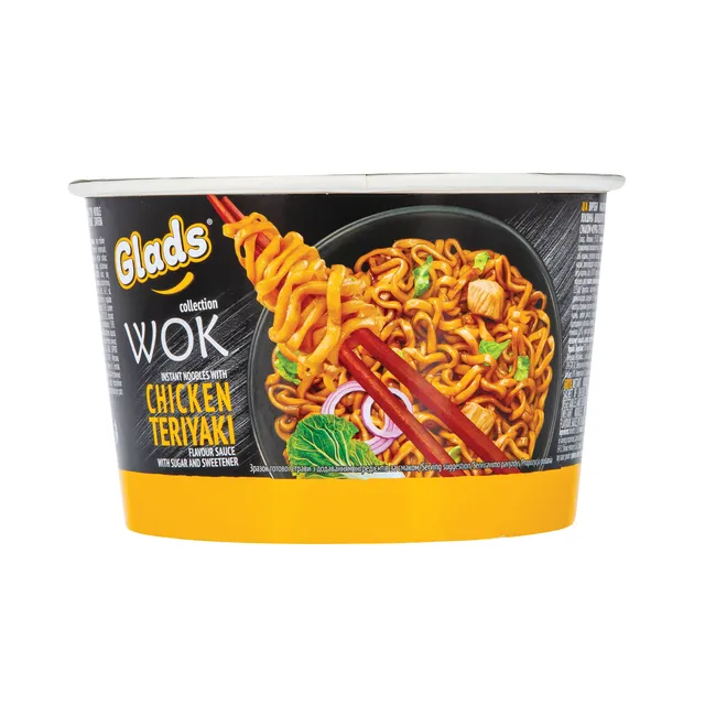 Kviečių makaronai vištienos teriyaki GLADS WOK, 95 g