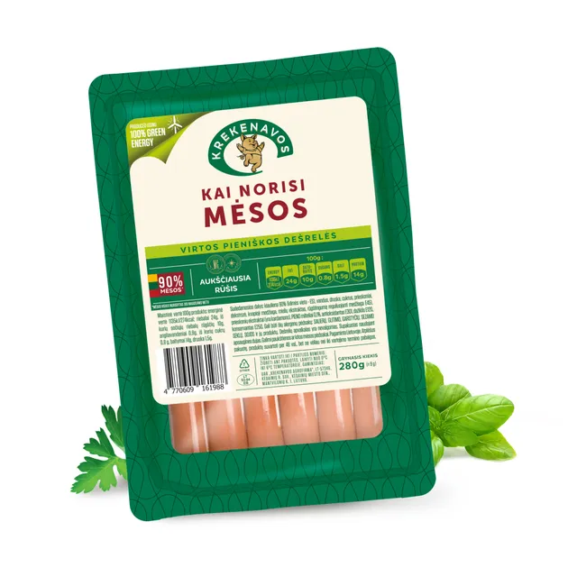 Virtos pieniškos dešrelės KAI NORISI MĖSOS, 280 g