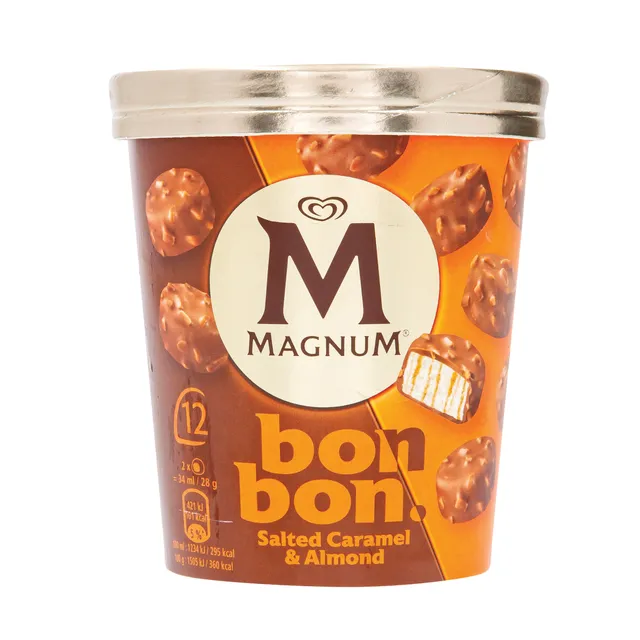 Ice cream BONBON MAGNUM with salted caramel and almonds, 168 g
