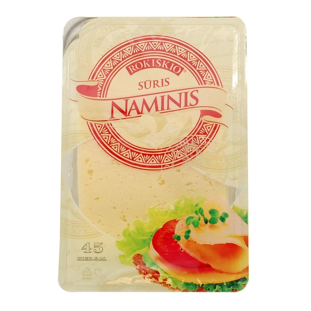 Sūris riekutėmis ROKIŠKIO NAMINIS, 45% rieb., 150 g
