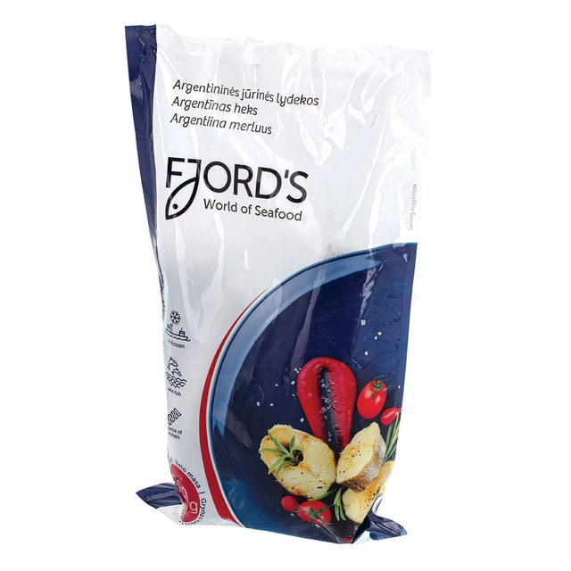 Šaldytos argentininės jūros lydekos FJORDS, be galvos, be uodegos, 100-200, 880 g