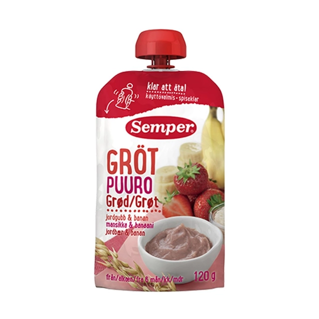 Rice and oat porridge with strawberries and bananas SEMPER 6 months, 120 g