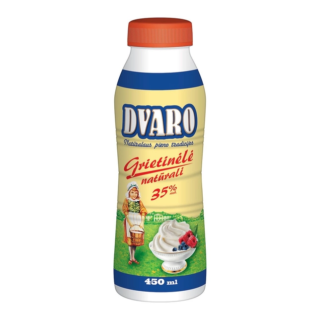 Natūrali DVARO grietinėlė, 35% rieb., 450 ml