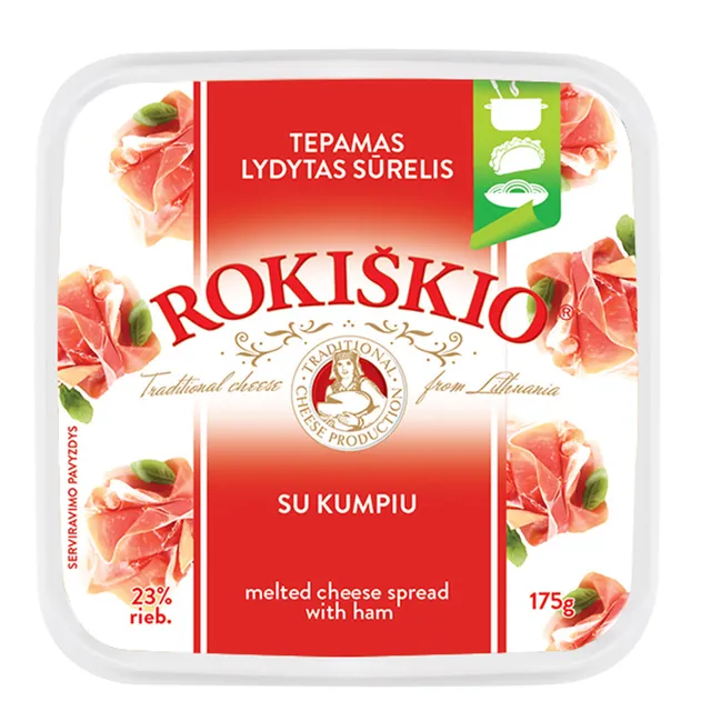 Lydytas sūrelis su kumpiu ROKIŠKIO, 23% rieb., 175 g
