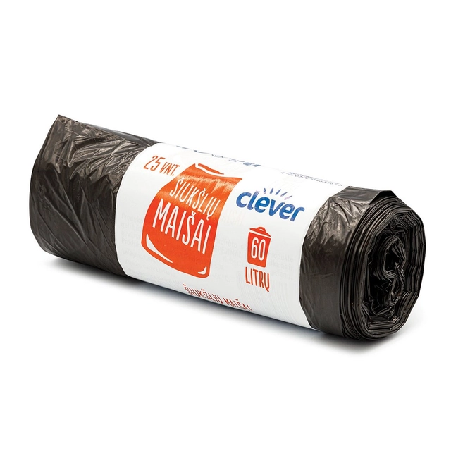 Juodi maišai šiukšlėms 60 l CLEVER, 40 vnt.