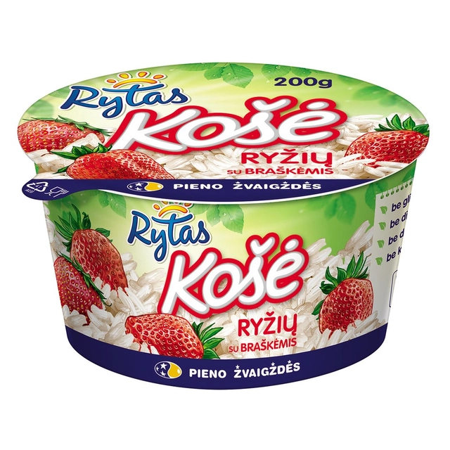 Rice porridge with strawberries RYTAS, 6% fat, 200 g