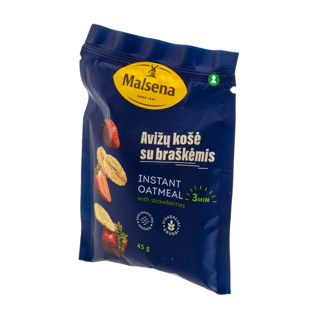 Avižinė košė su braškėmis MALSENA, 45 g
