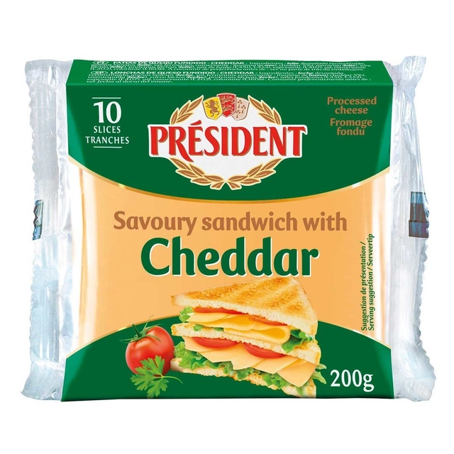 Melted cheese slices PRESIDENT CHEDDAR, 200 g