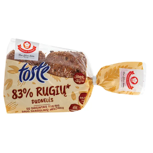 83% rugių porcijinės duonelės TOSTE, 240 g