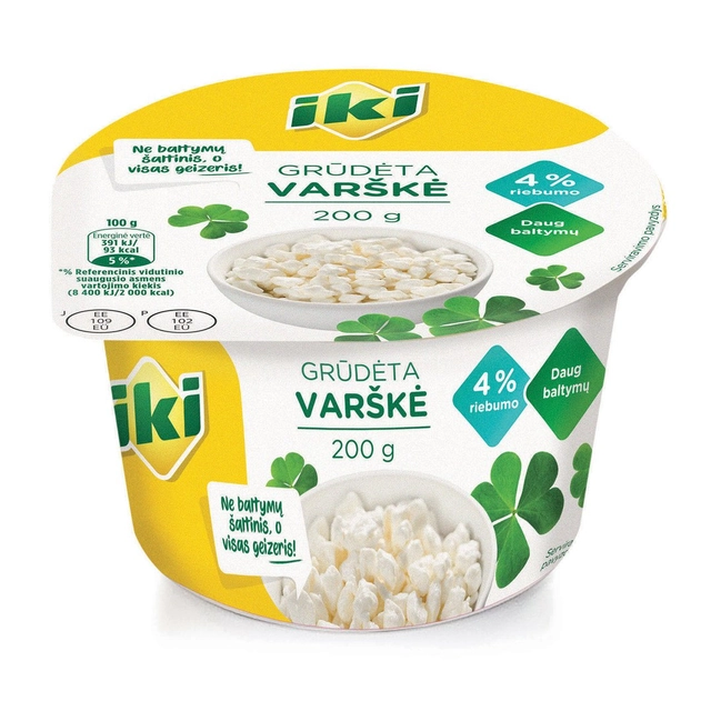 Grūdėta varškė IKI, 4%, 200 g