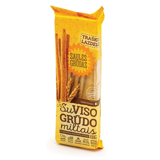 Traškios lazdelės su viso grūdo miltais SAULĖS GRŪDAS, 125 g