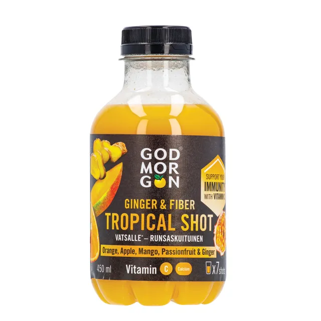 Tropinių vaisių ir imbiero sultys GOD MORGON, 450 ml