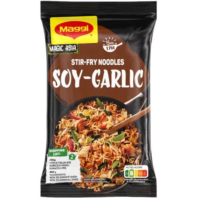 Greitai paruošiami kepti makaronai su Sojos ir česnakų padažu MAGGI, 185g 