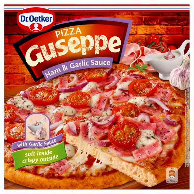 Pizza GUSEPPE with ham and garlic sauce, 440 g