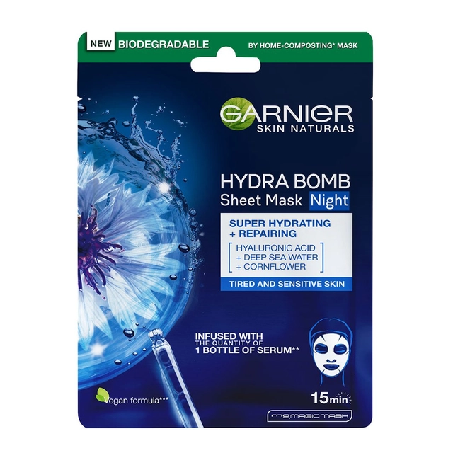 Регенерирующая ночная маска для лица GARNIER HYDRA BOMB, 28 г